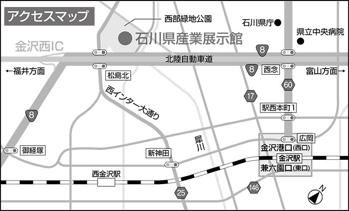 金沢駅行無料シャトルバス アクセスマップ