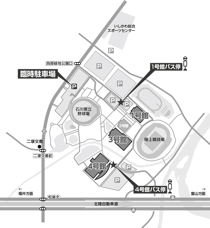 金沢駅行無料シャトルバス のりば案内図